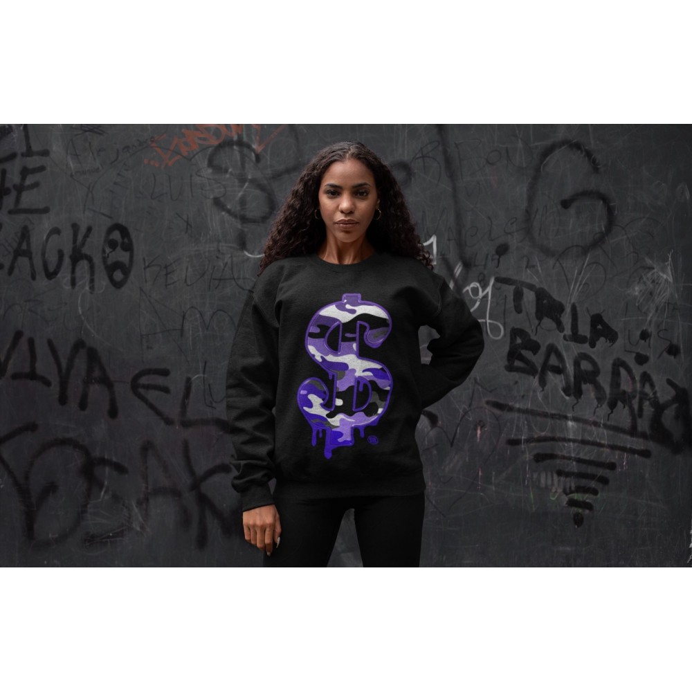 DOLLAR CAMO SWEATSHIRT - AIR JORDAN 12 DARK CONCORD