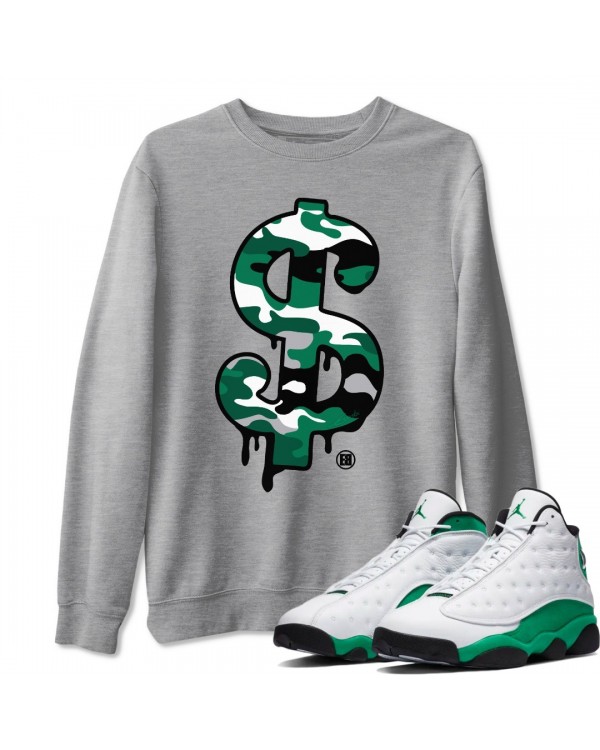 DOLLAR CAMO SWEATSHIRT - AIR JORDAN 13 LUCKY GREEN