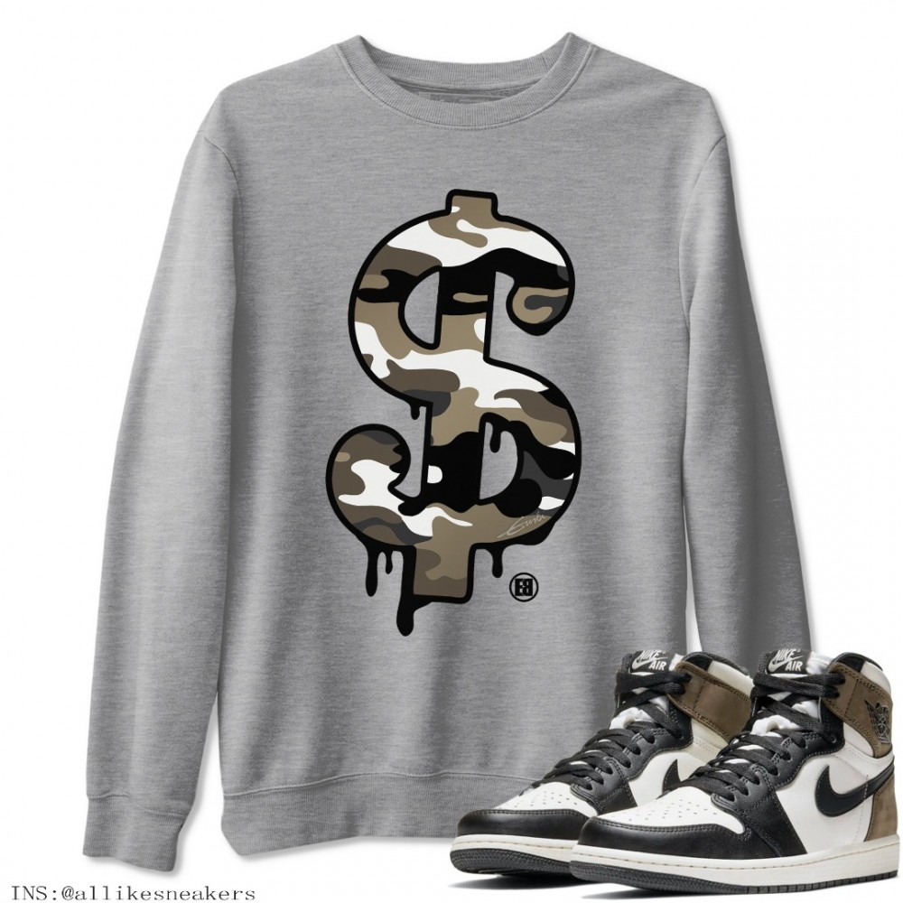 DOLLAR CAMO SWEATSHIRT - AIR JORDAN 1 DARK MOCHA