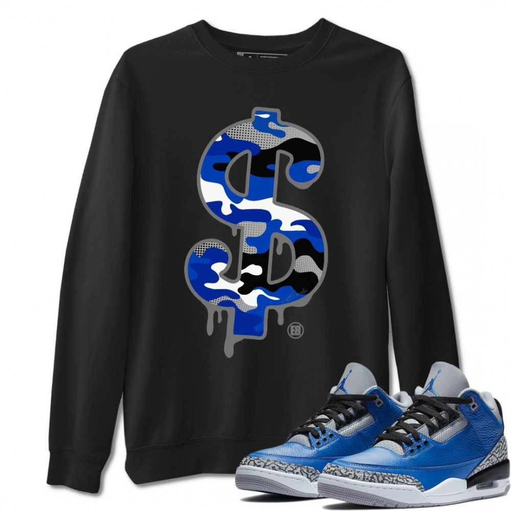 DOLLAR CAMO SWEATSHIRT - AIR JORDAN 3 VARSITY ROYAL