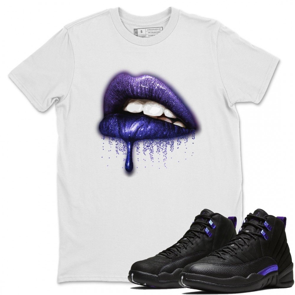 DRIPPING LIPS T SHIRT - AIR JORDAN 12 DARK CONCORD