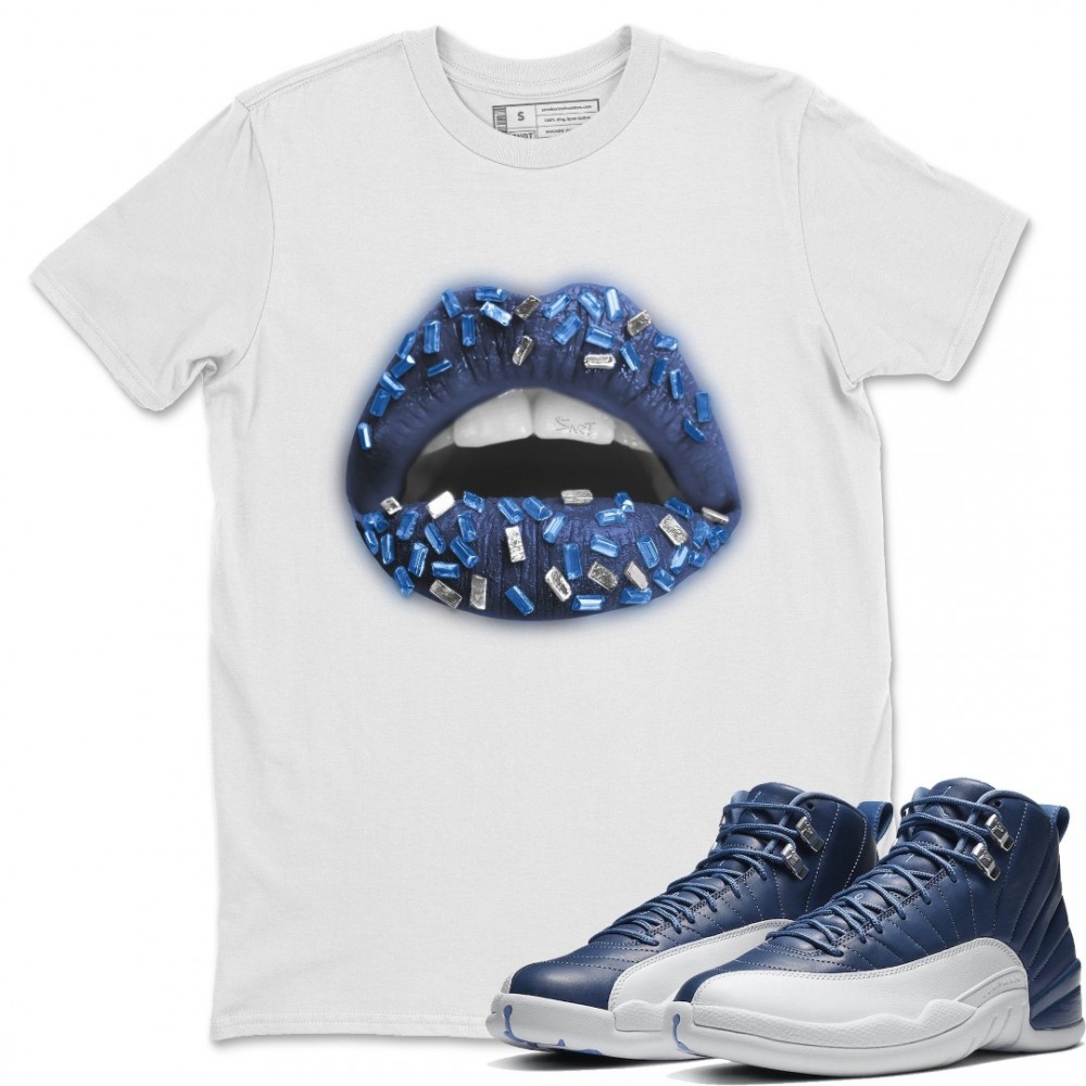 LIPS JEWEL T-SHIRT - AIR JORDAN 12 STONE BLUE INDIGO