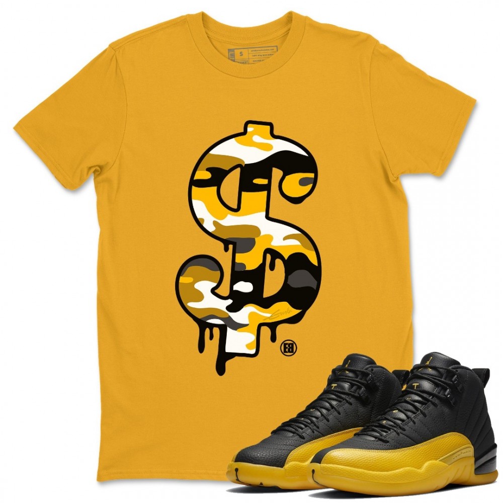 DOLLAR CAMO T-SHIRT - AIR JORDAN 12 UNIVERSITY GOLD