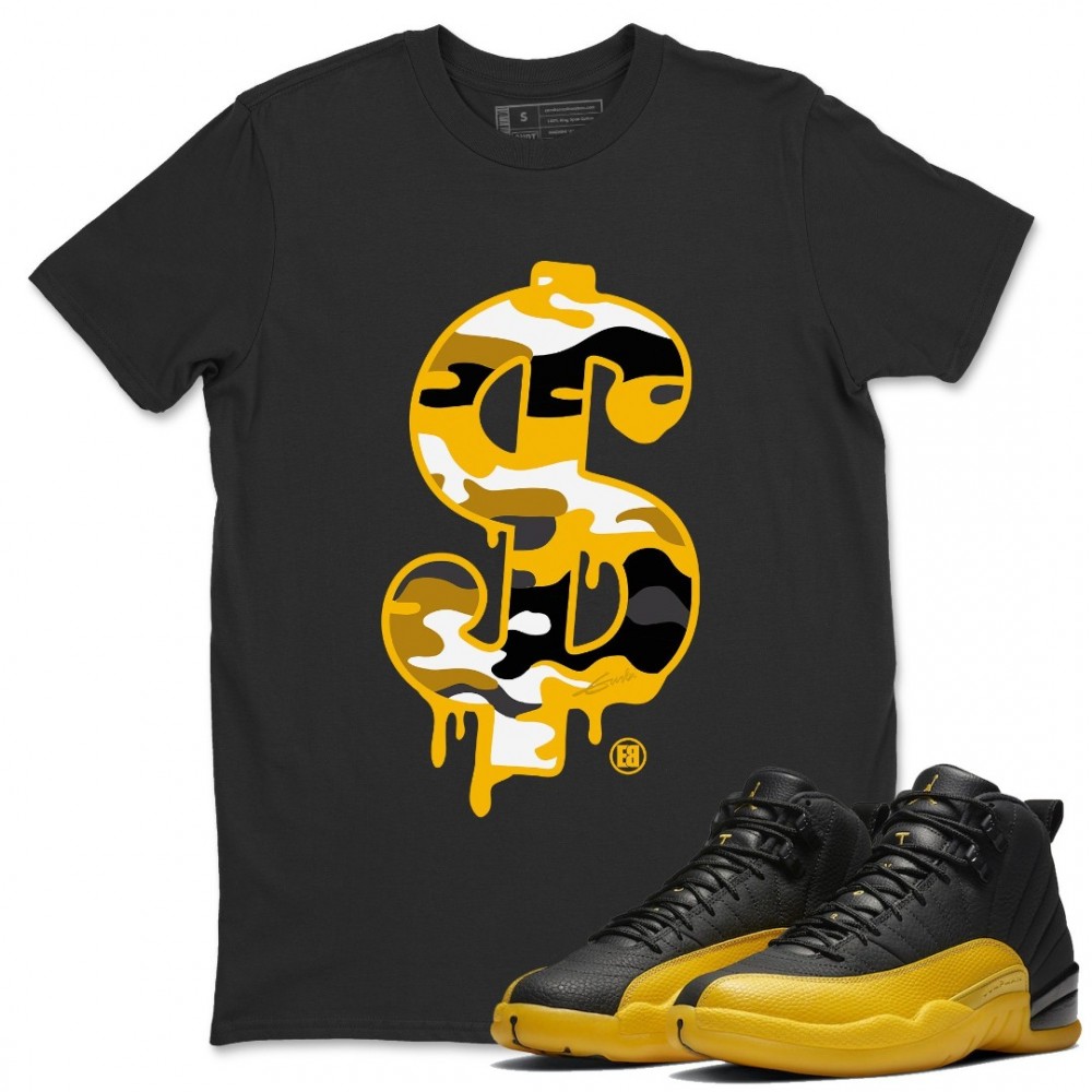 DOLLAR CAMO T-SHIRT - AIR JORDAN 12 UNIVERSITY GOLD