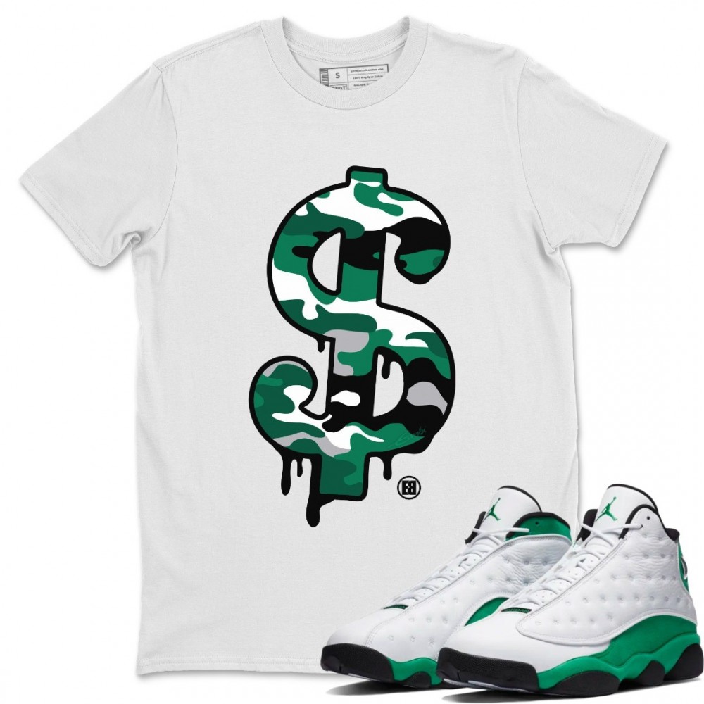 DOLLAR CAMO T SHIRT - AIR JORDAN 13 LUCKY GREEN