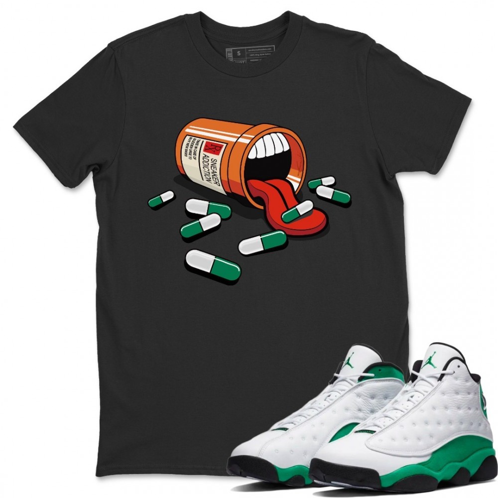 SNEAKER ADDICTION T SHIRT - AIR JORDAN 13 LUCKY GREEN