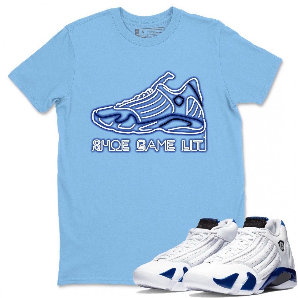 SHOE GAME LIT T SHIRT - AIR JORDAN 14 HYPER ROYAL