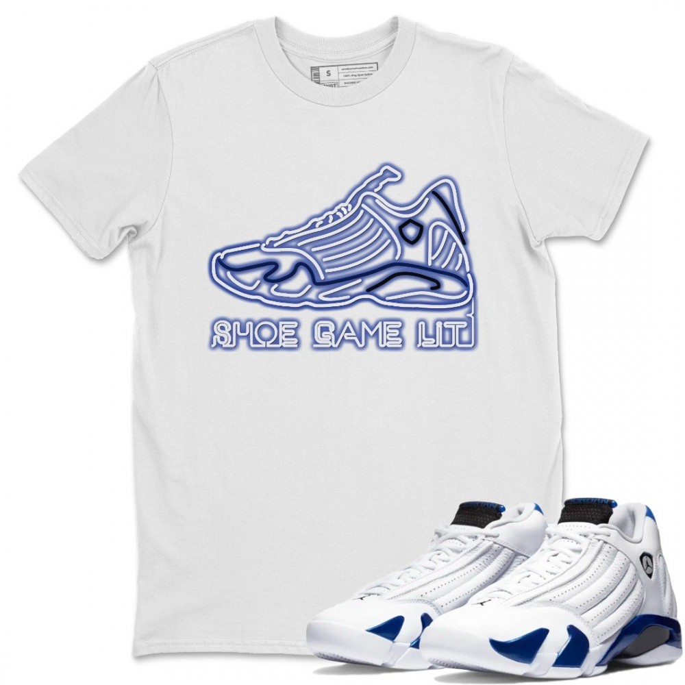 SHOE GAME LIT T SHIRT - AIR JORDAN 14 HYPER ROYAL