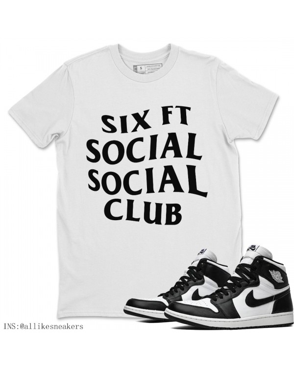 SIX FT SOCIAL CLUB T-SHIRT - AIR JORDAN 1 BLACK WHITE