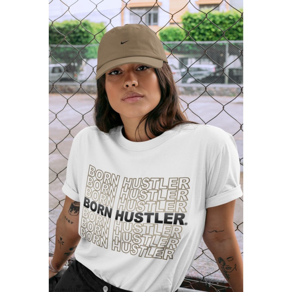 BORN HUSTLER T-SHIRT - AIR JORDAN 1 DARK MOCHA