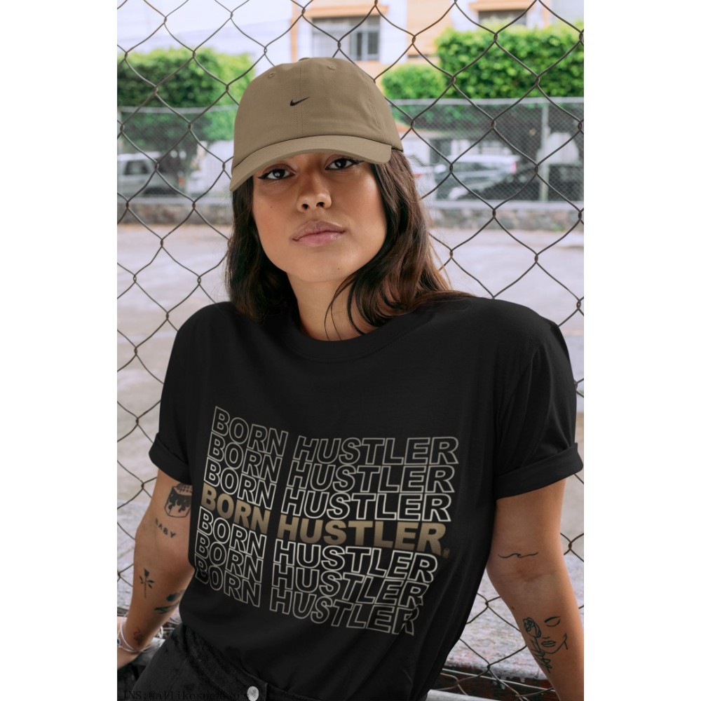 BORN HUSTLER T-SHIRT - AIR JORDAN 1 DARK MOCHA