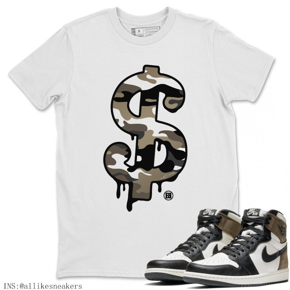 DOLLAR CAMO T-SHIRT - AIR JORDAN 1 DARK MOCHA