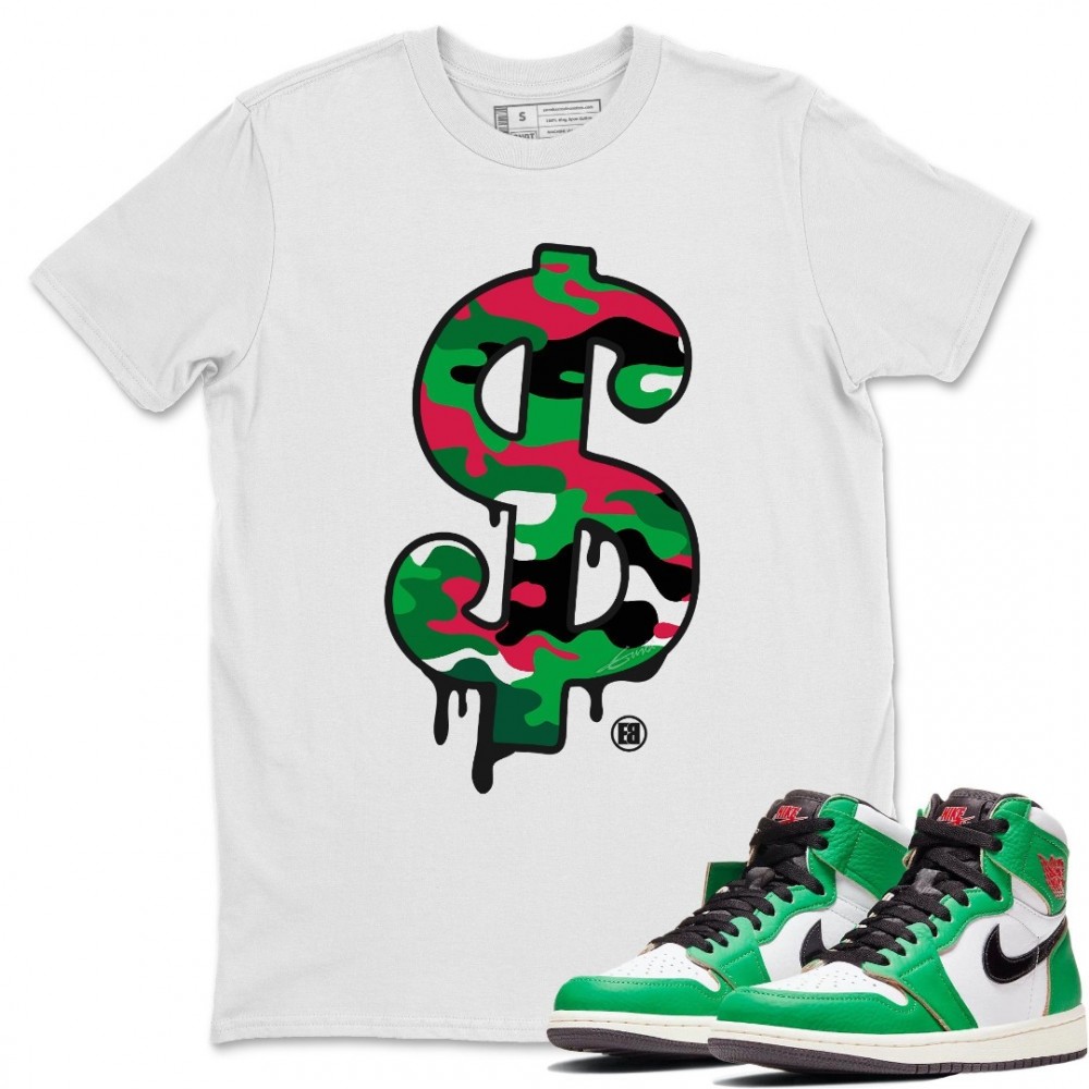 DOLLAR CAMO T SHIRT - AIR JORDAN 1 LUCKY GREEN