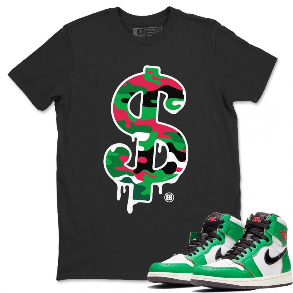 DOLLAR CAMO T SHIRT - AIR JORDAN 1 LUCKY GREEN