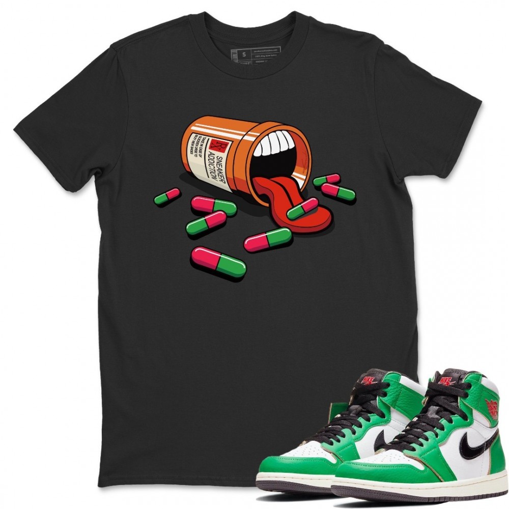 SNEAKER ADDICTION T SHIRT - AIR JORDAN 1 LUCKY GREEN