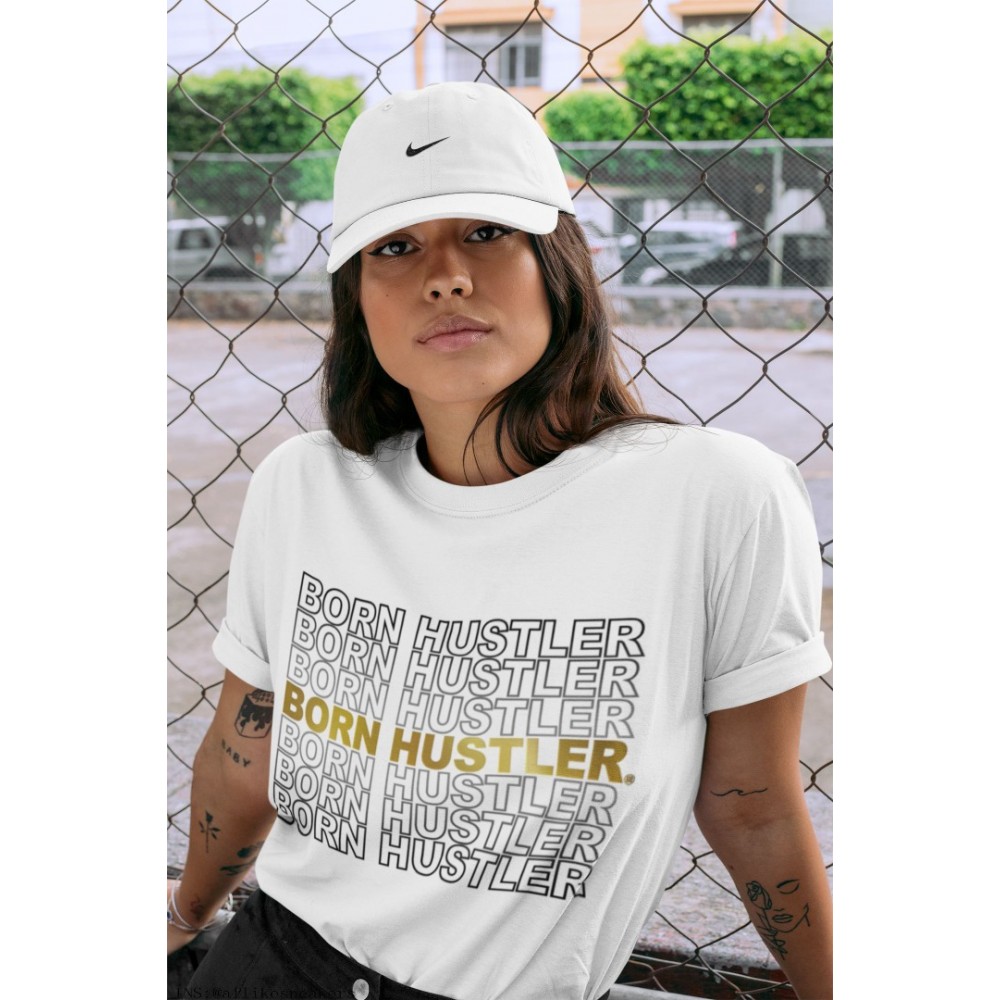 BORN HUSTLER T-SHIRT - AIR JORDAN 1 METALLIC GOLD