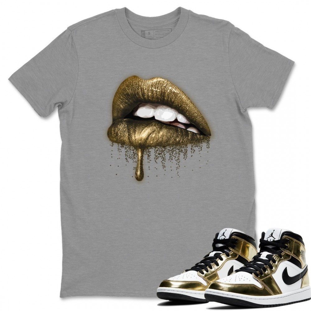 DRIPPING LIPS T-SHIRT - AIR JORDAN 1 METALLIC GOLD