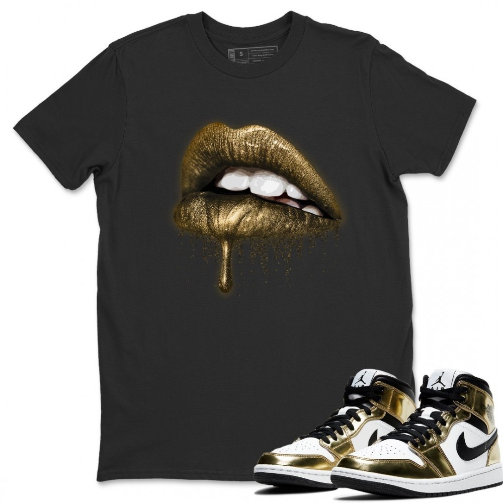 DRIPPING LIPS T-SHIRT - AIR JORDAN 1 METALLIC GOLD