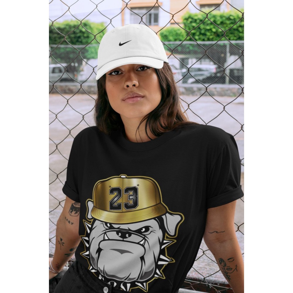 ENGLISH BULLDOG T-SHIRT - AIR JORDAN 1 METALLIC GOLD