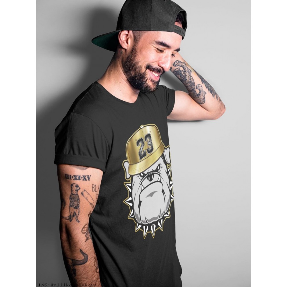 ENGLISH BULLDOG T-SHIRT - AIR JORDAN 1 METALLIC GOLD