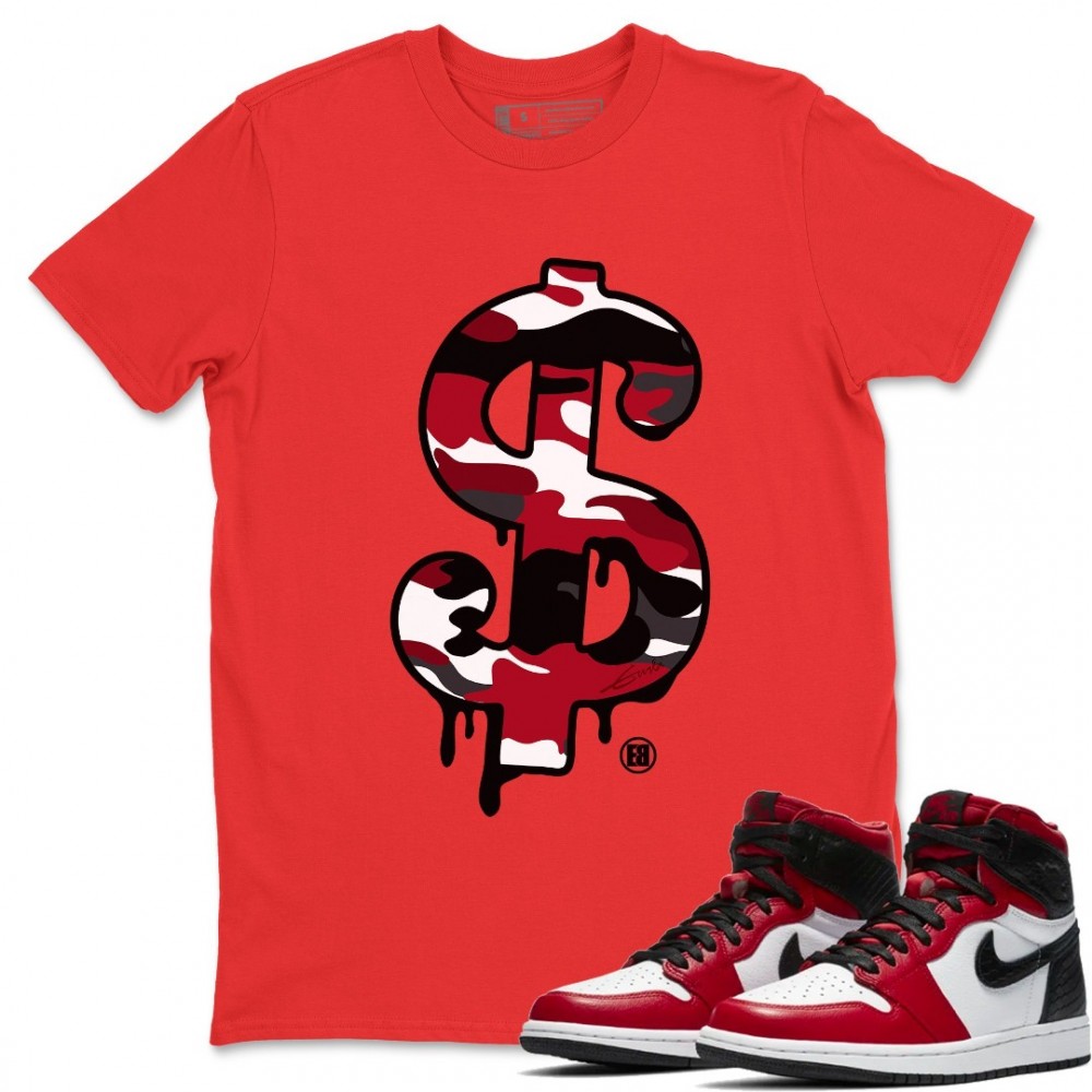 DOLLAR CAMO T-SHIRT - AIR JORDAN 1 SATIN RED