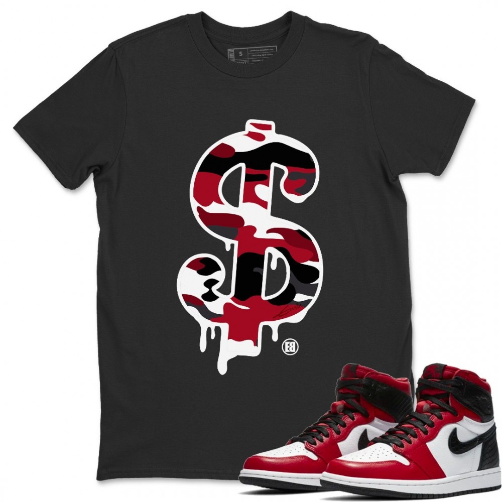 DOLLAR CAMO T-SHIRT - AIR JORDAN 1 SATIN RED