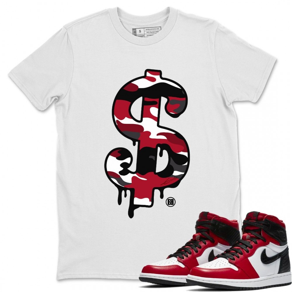 DOLLAR CAMO T-SHIRT - AIR JORDAN 1 SATIN RED