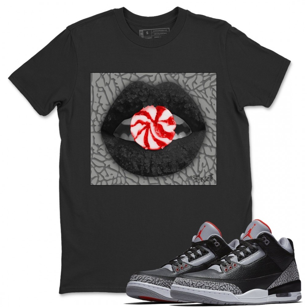 LIPS CANDY T-SHIRT - AIR JORDAN 3 BLACK CEMENT