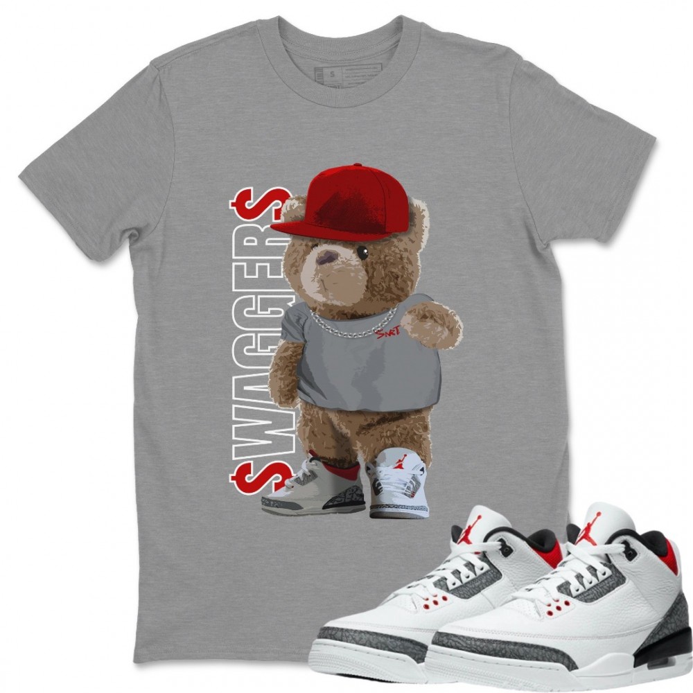 BEAR SWAGGERS T-SHIRT - AIR JORDAN 3 SE DENIM FIRE RED