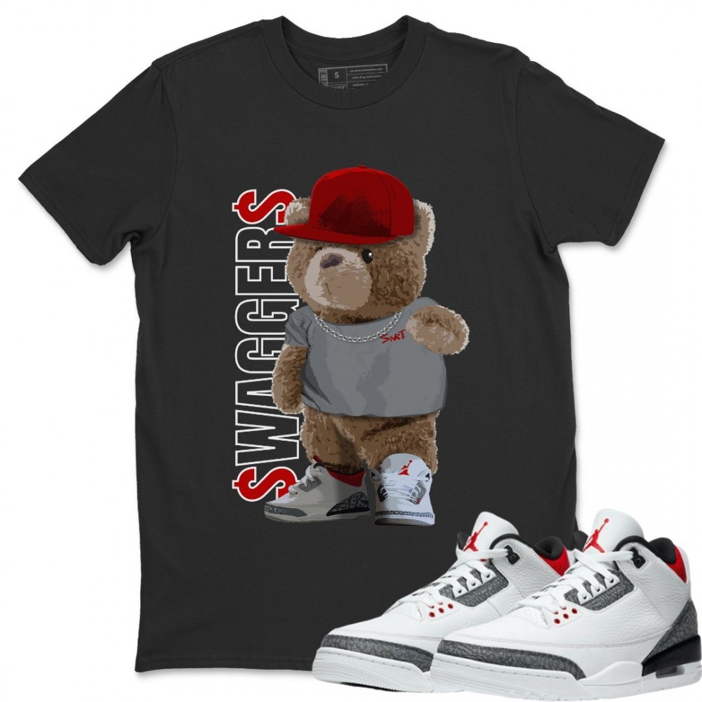 BEAR SWAGGERS T-SHIRT - AIR JORDAN 3 SE DENIM FIRE RED