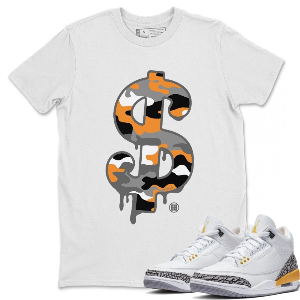 DOLLAR CAMO T-SHIRT - AIR JORDAN 3 LASER ORANGE