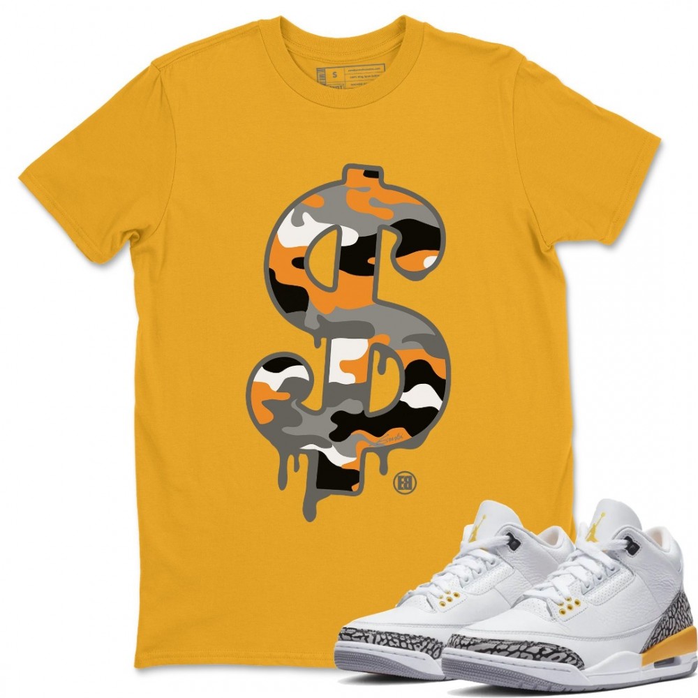 DOLLAR CAMO T-SHIRT - AIR JORDAN 3 LASER ORANGE