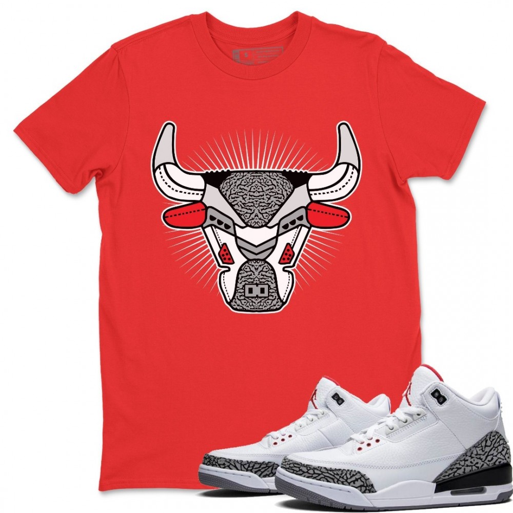 BULL HEAD WHITE T-SHIRT - AIR JORDAN 3 WHITE CEMENT