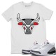 BULL HEAD WHITE T-SHIRT - AIR JORDAN 3 WHITE CEMENT