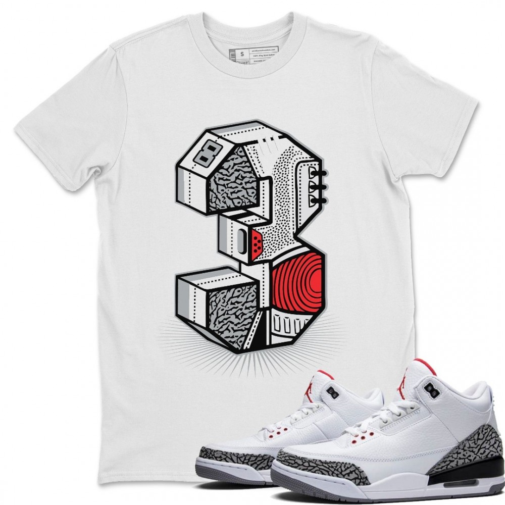 THREE STATUE T-SHIRT - AIR JORDAN 3 WHITE CEMENT