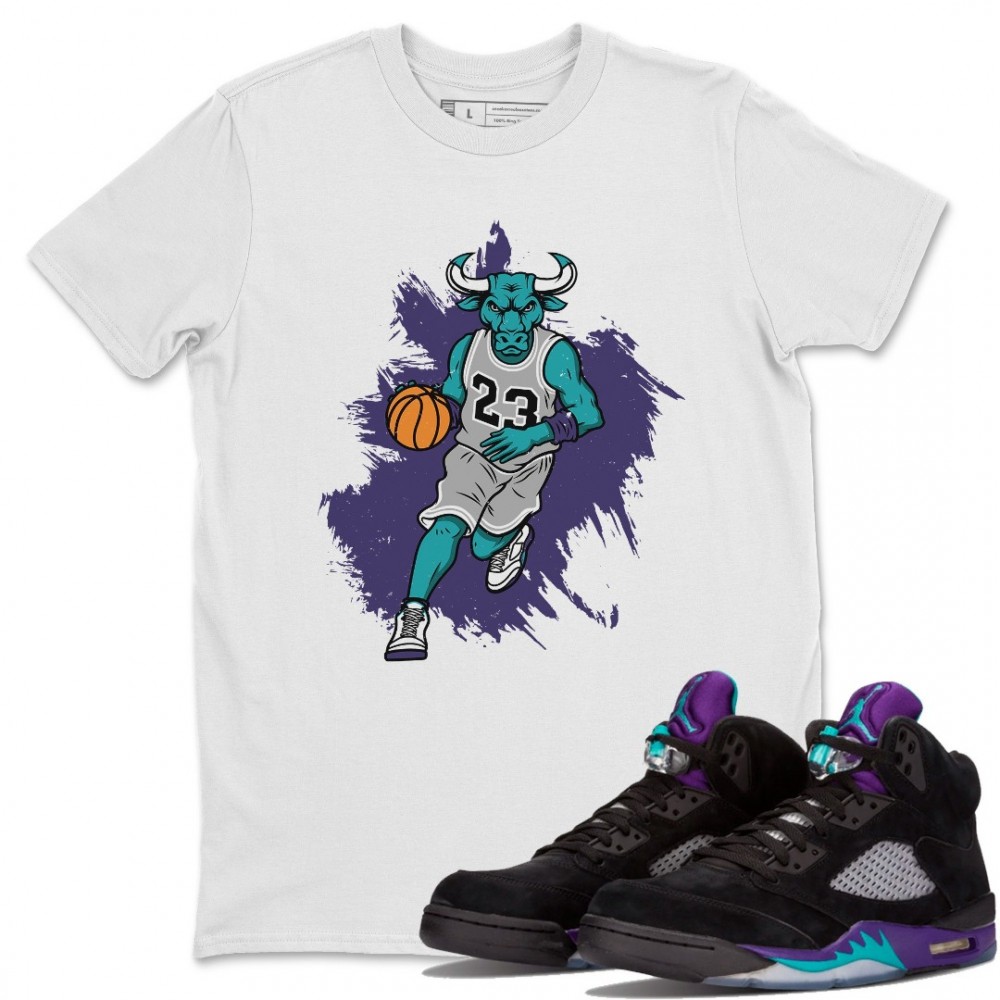 BULL FIGURE T-SHIRT - AIR JORDAN 5 BLACK GRAPE