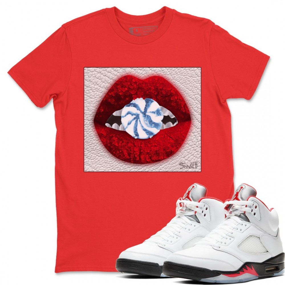 LIPS CANDY T-SHIRT - AIR JORDAN 5 SE DENIM FIRE RED