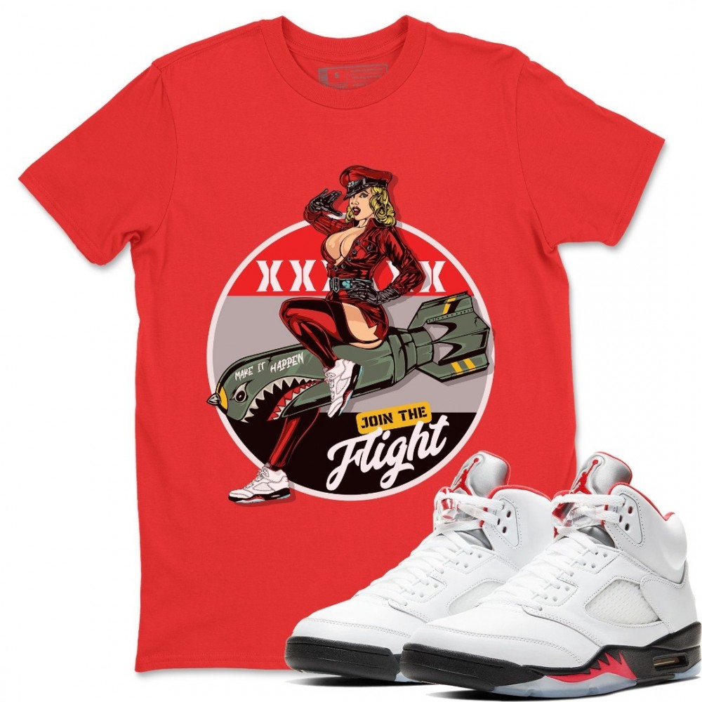 PIN UP GIRL T-SHIRT - AIR JORDAN 5 SE DENIM FIRE RED