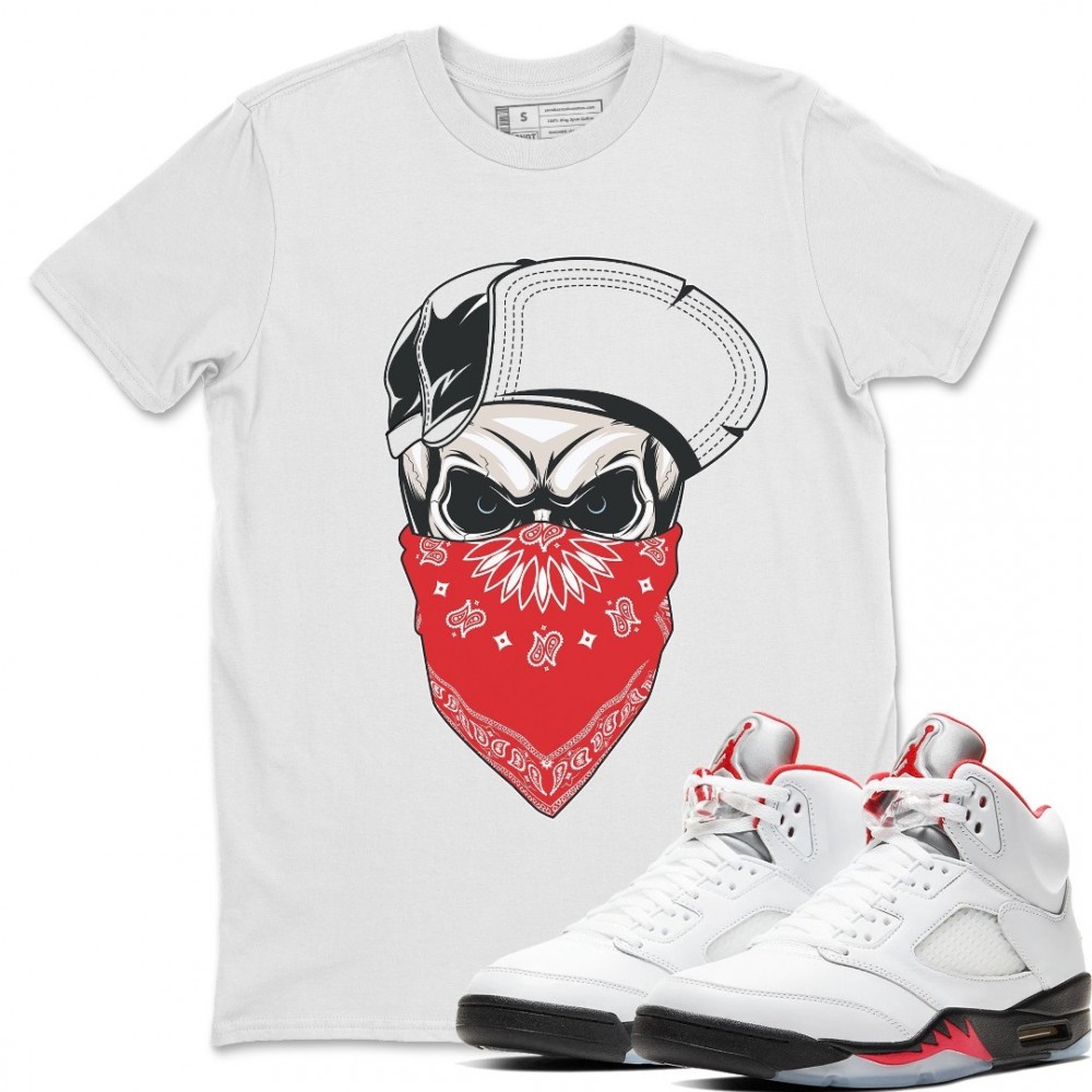 SKULL HAT T-SHIRT - AIR JORDAN 5 SE DENIM FIRE RED