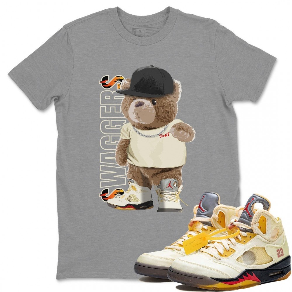 BEAR SWAGGERS T-SHIRT - AIR JORDAN 5 X OFF-WHITE SAIL