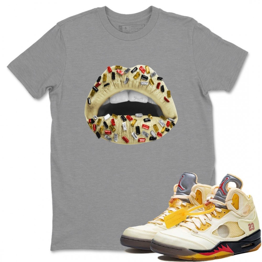 LIPS JEWEL T-SHIRT - AIR JORDAN 5 X OFF-WHITE SAIL