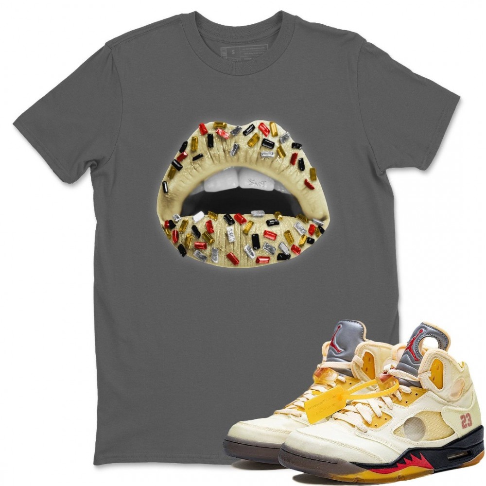 LIPS JEWEL T-SHIRT - AIR JORDAN 5 X OFF-WHITE SAIL