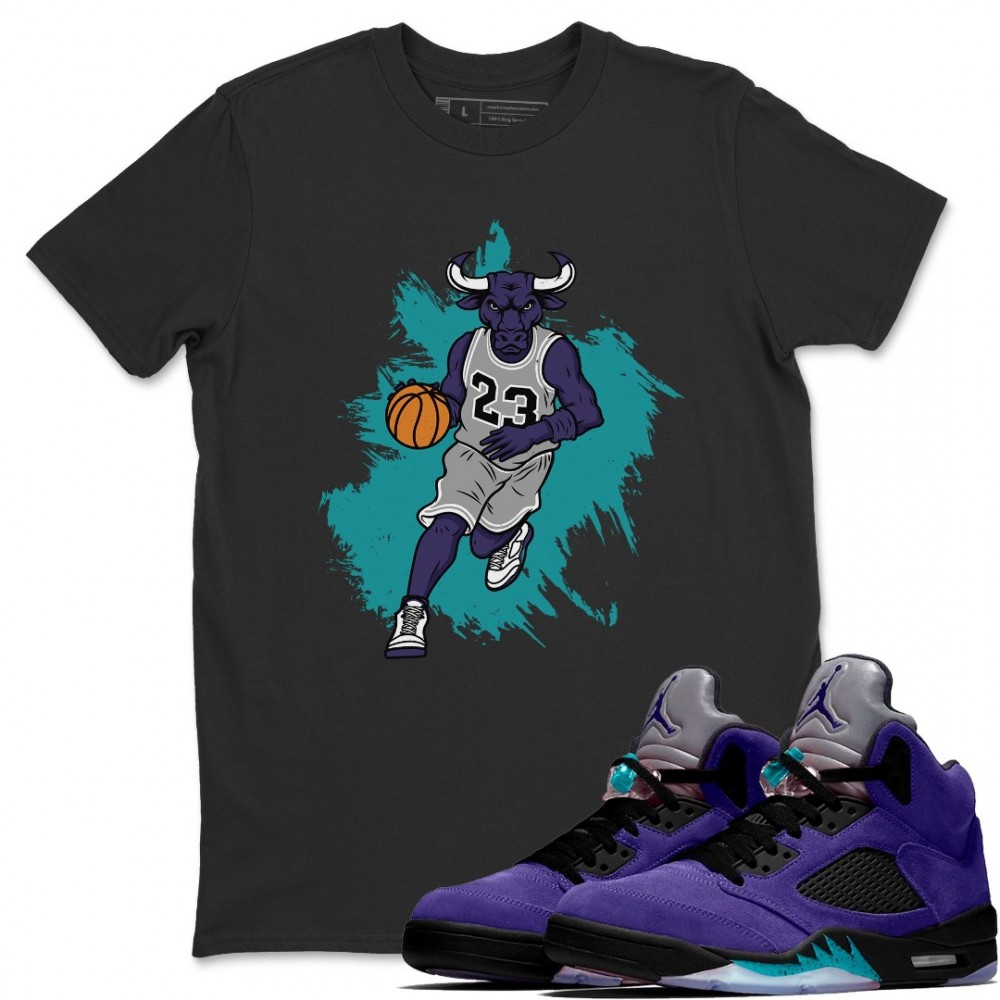 BULL FIGURE T-SHIRT - AIR JORDAN 5 PURPLE GRAPE