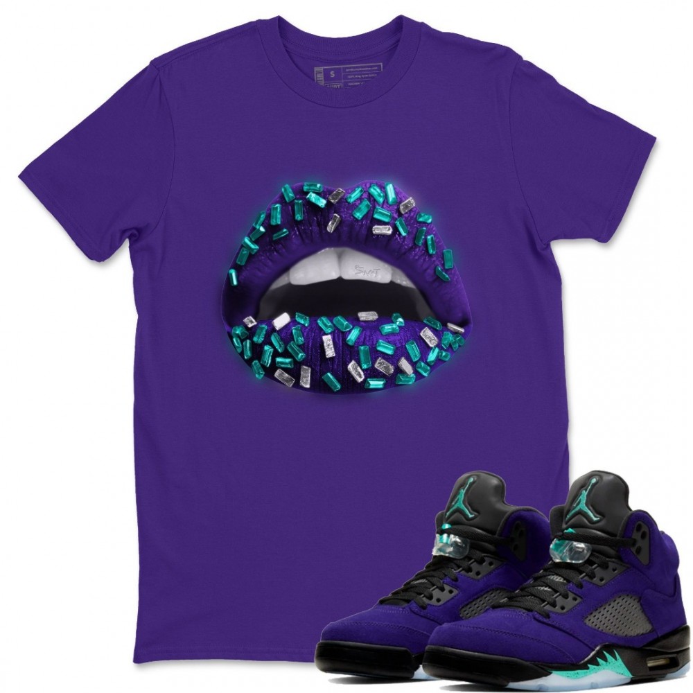 LIPS JEWEL T-SHIRT - AIR JORDAN 5 PURPLE GRAPE