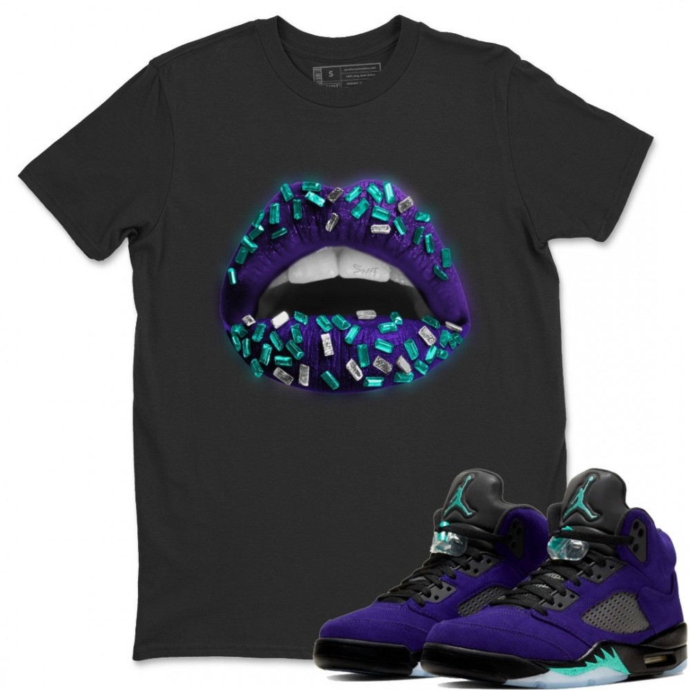 LIPS JEWEL T-SHIRT - AIR JORDAN 5 PURPLE GRAPE