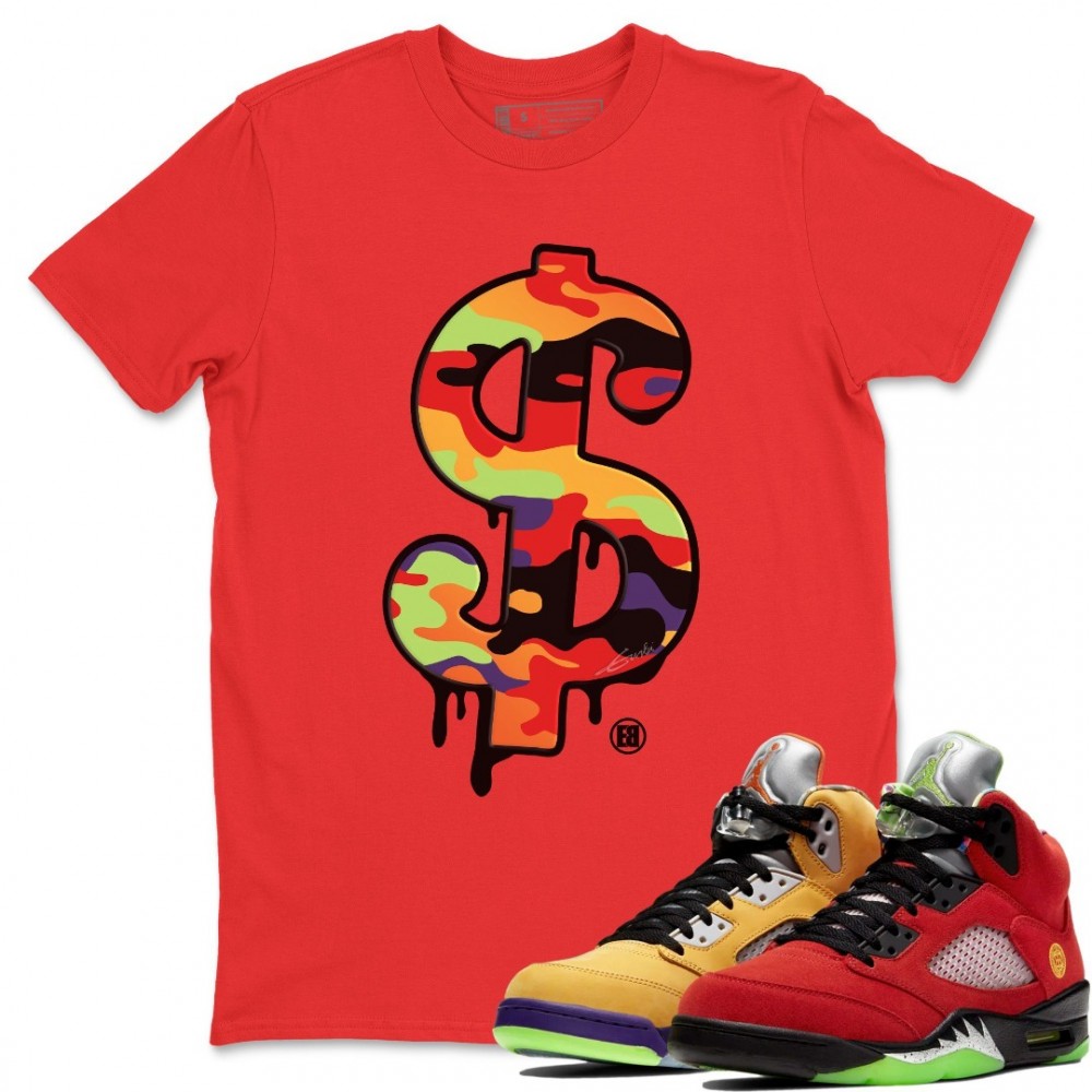 DOLLAR CAMO T SHIRT - AIR JORDAN 5 WHAT THE